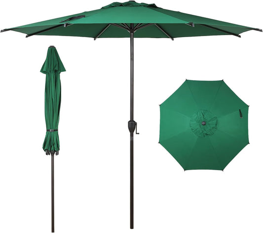 Abba Patio 9FT Outdoor Umbrella - Push Button Tilt & Crank | UV Protection, Waterproof, Dark Green