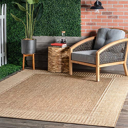 Outdoor Indoor Area Rug 5x8 Bordered Polypropylene Kid Pet Friendly Durable