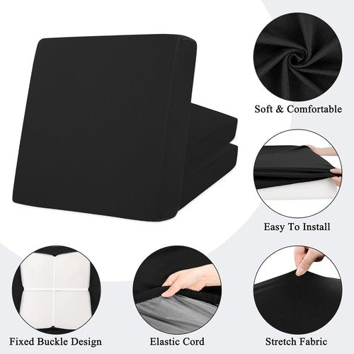 HEBE Patio Cushion Covers Set - 12 Waterproof & Washable Slipcovers for Outdoor Furniture