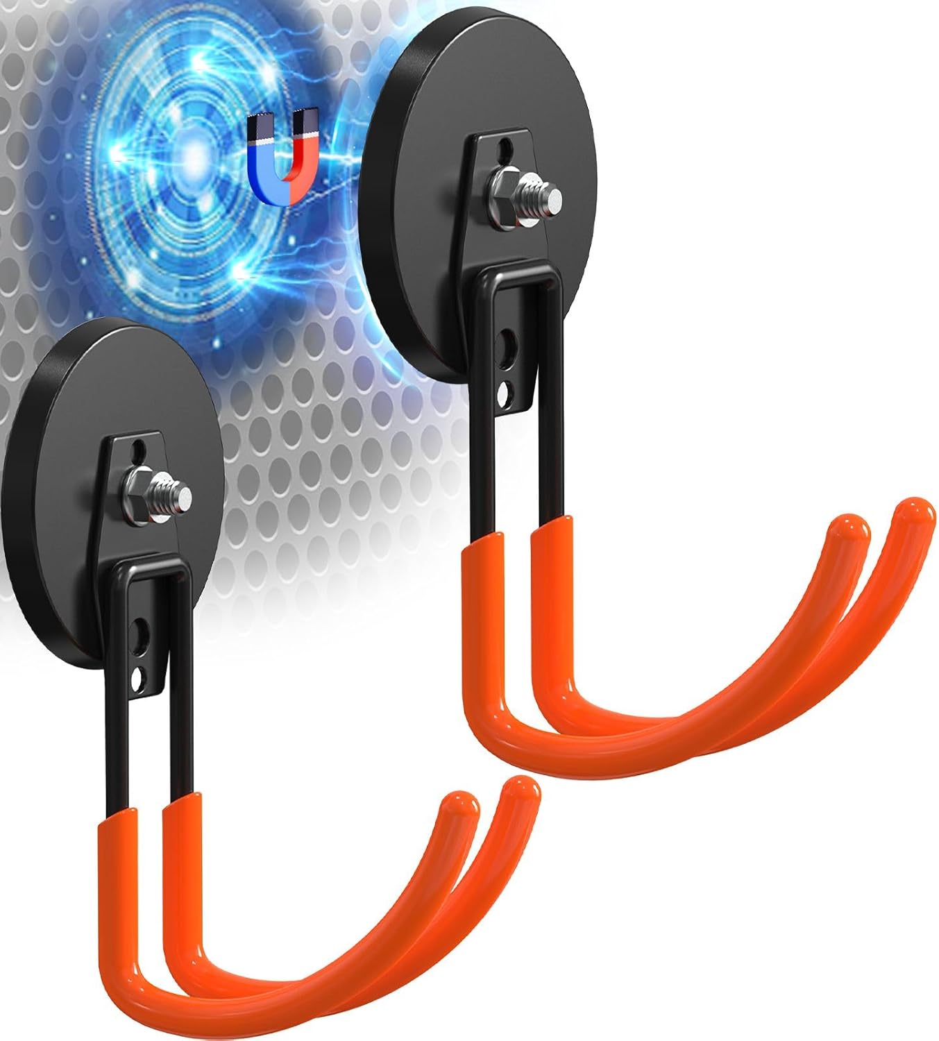 Magnetic Hooks - Extra Large Heavy Duty 3.5in Ndfeb Magnet for Garage Tool Storage | 2 Pack