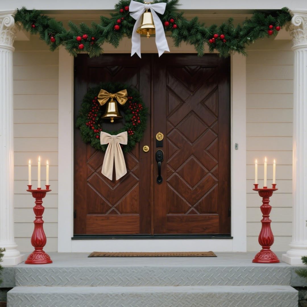 Skiennix Wreath Sash - Elegant Boxwood Garland Decor for Front Door | 2 Pack Burlap Ribbon