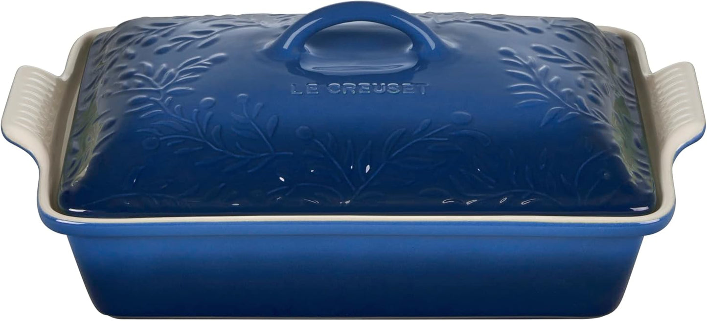 Le Creuset Olive Branch Collection | 4 Qt. Heritage Covered Rectangular Casserole - Marseille with Embossed Lid