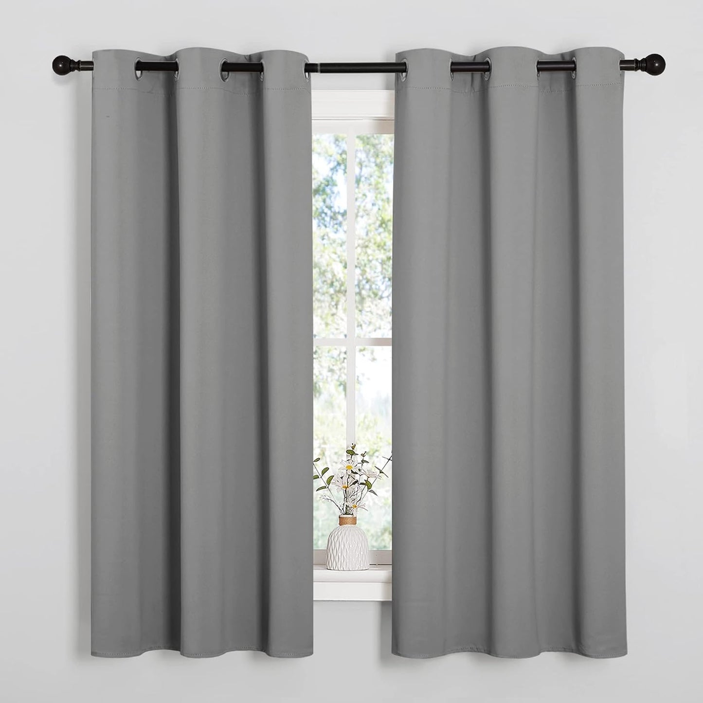 NICETOWN Silver Grey Thermal Insulated Blackout Curtains - Kids Window Drapes, 2 Panels (W42 x L63-Inch)