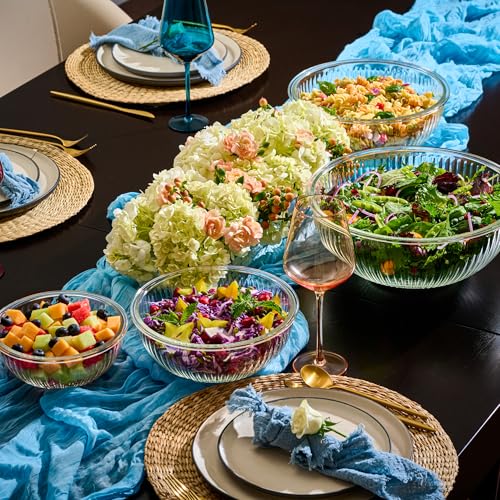 8-Piece Glass Mixing Bowls with Airtight Leakproof Lids - BPA-Free Food Storage & Serving Set