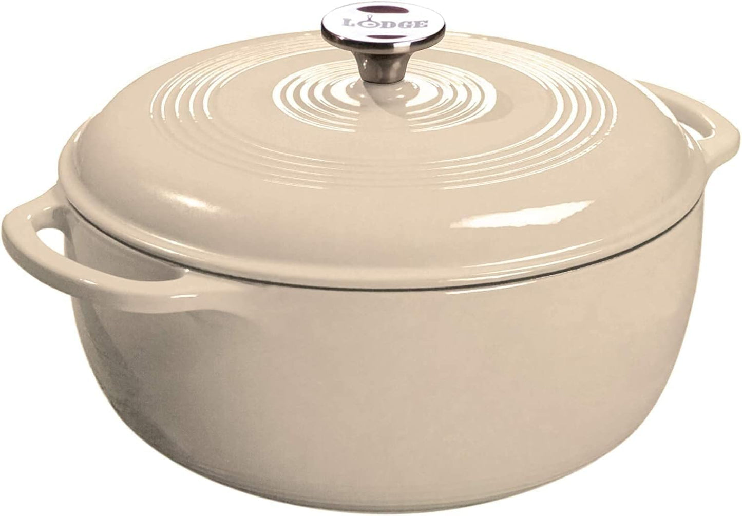 Lodge 3.6 Quart Enameled Cast Iron Casserole with Lid – Dual Handles – Oven Safe up to 500° F or on Stovetop - Use to Marinate, Cook, Bake, Refrigerate and Serve - Sandalwood