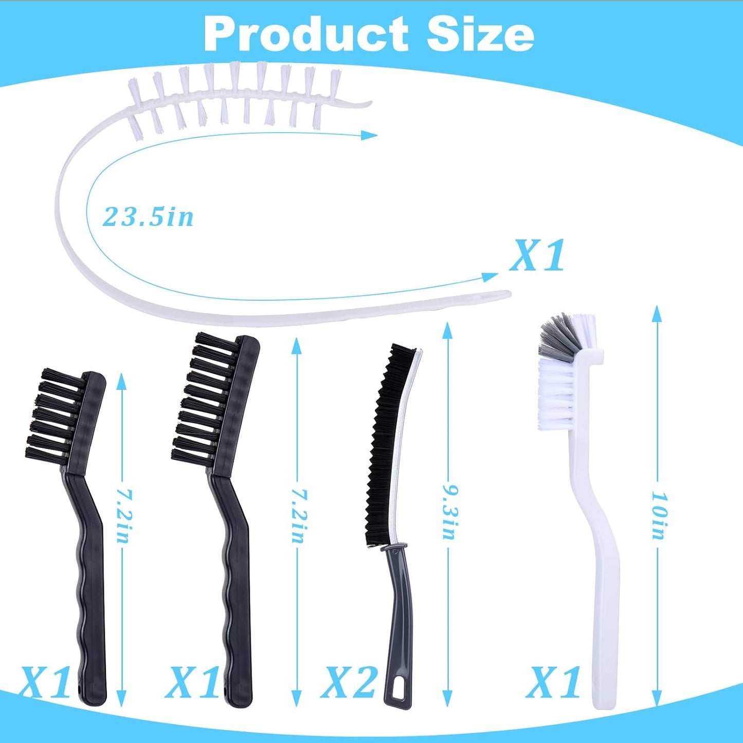 Palksky Washing Machine Cleaning Brush Set - 1 Drum Slot Cleaner & 5 Crevice Brushes for Front Load Washers