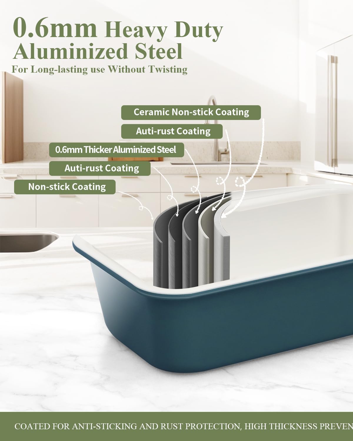 Skiennix Ceramic Nonstick Baking Pans Set - 30 PCS Stackable Bakeware, 550°F Oven Safe, Dishwasher Safe, Blue