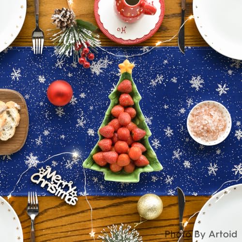 Artoid Mode Snowman Christmas Table Runner 13 x 36 in – Blue