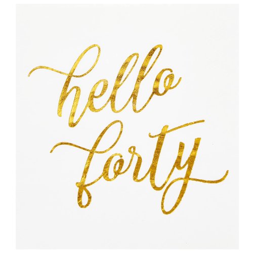 BLUE PANDA 40th Birthday Napkins - 50-Pack, 5 x 5 In Folded, White with Gold Foil Hello Forty Script - 3-Ply Absorbent Disposable Cocktail Napkins for Women & Men