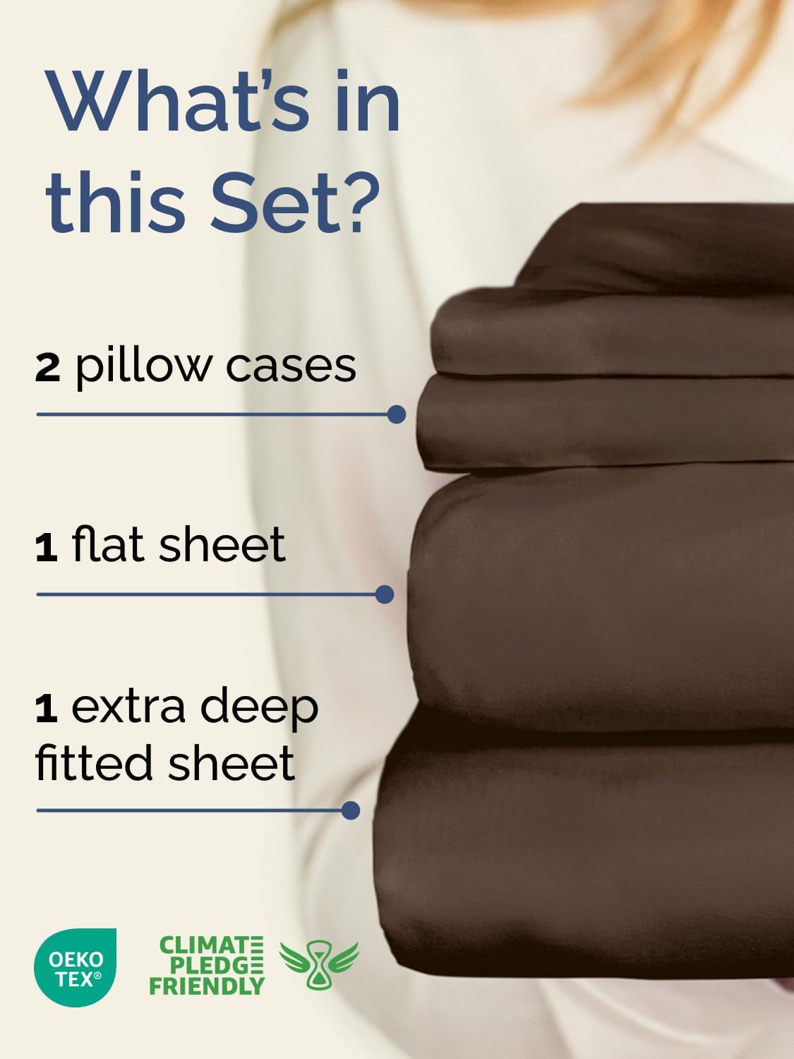 Skiennix Extra Deep Twin Sheet Set - 4-Piece Breathable Cooling Bedding - Soft, Wrinkle-Free Comfort - Brown