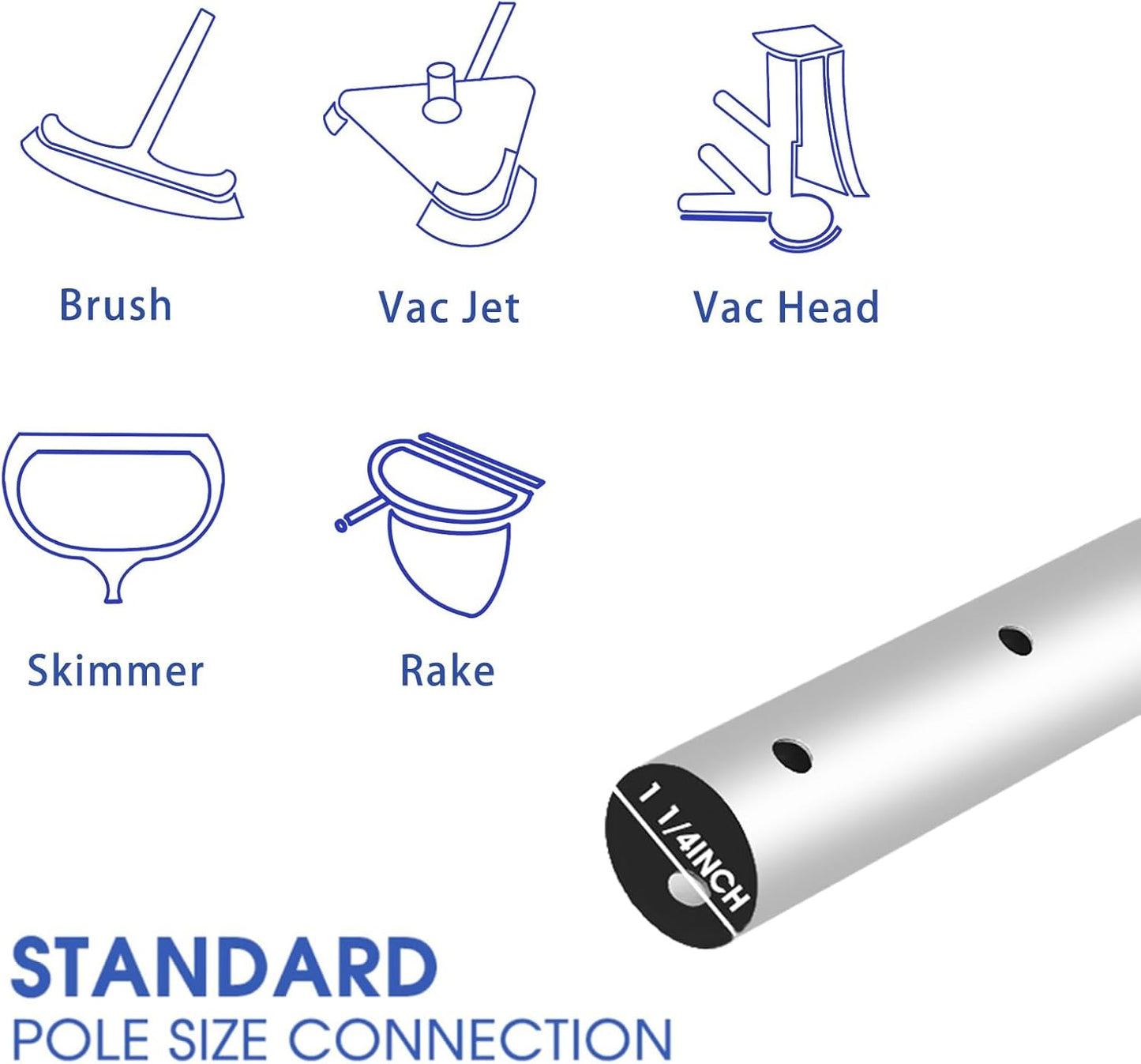 Poolvio 15 FT Telescopic Pool Pole - Adjustable Aluminum Skimmer Pole with Strong Grip & Lock