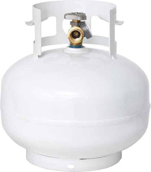 Flame King 11 Pound Propane Tank Cylinder - Squatty Design with Type 1 OPD Valve | White Finish