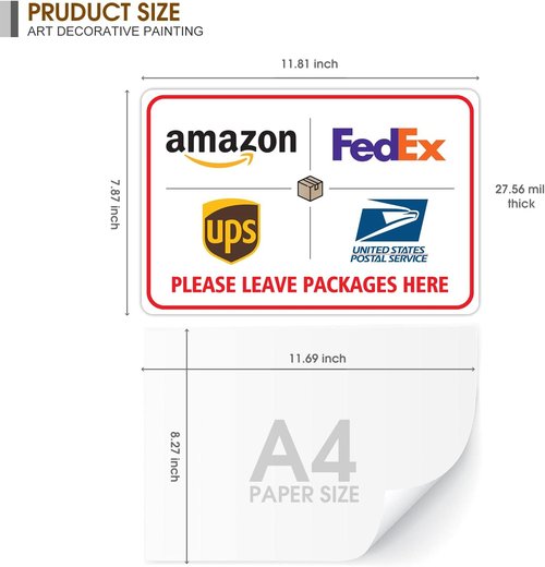 ALKB Rust-Free Aluminum Package Delivery Sign - "Please Leave Package Here" | 8x12 Inch for Outdoor Use