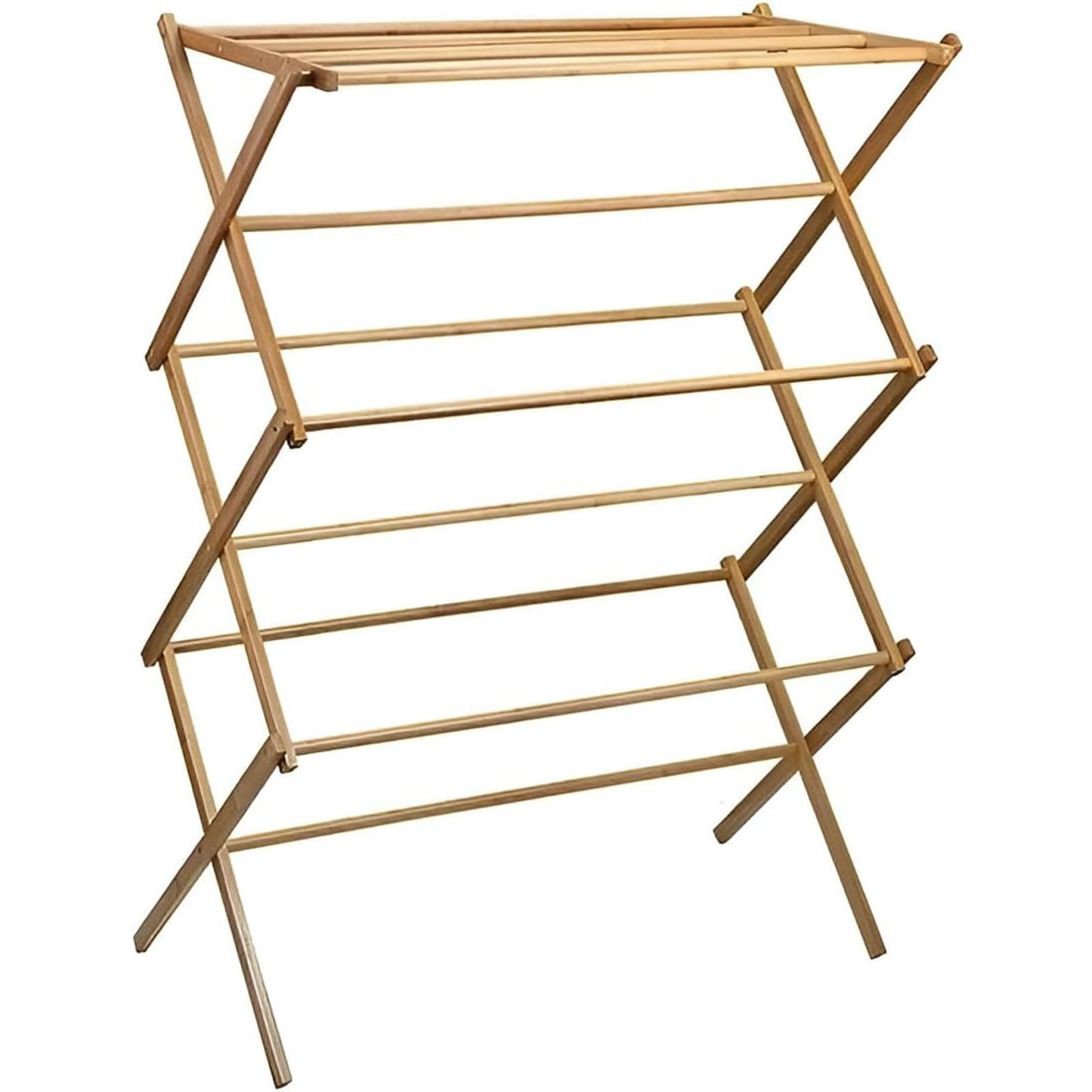Collapsible Bamboo Drying Rack – Foldable Laundry Drying Stand for Indoor/Outdoor Use – Space-Saving Clothes Rack for Towels, Blankets & Delicates