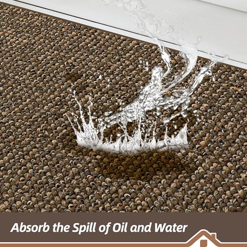 Brown Kitchen Runner Rug 20x48 Inch Non-Slip Floor Mat for Kitchen