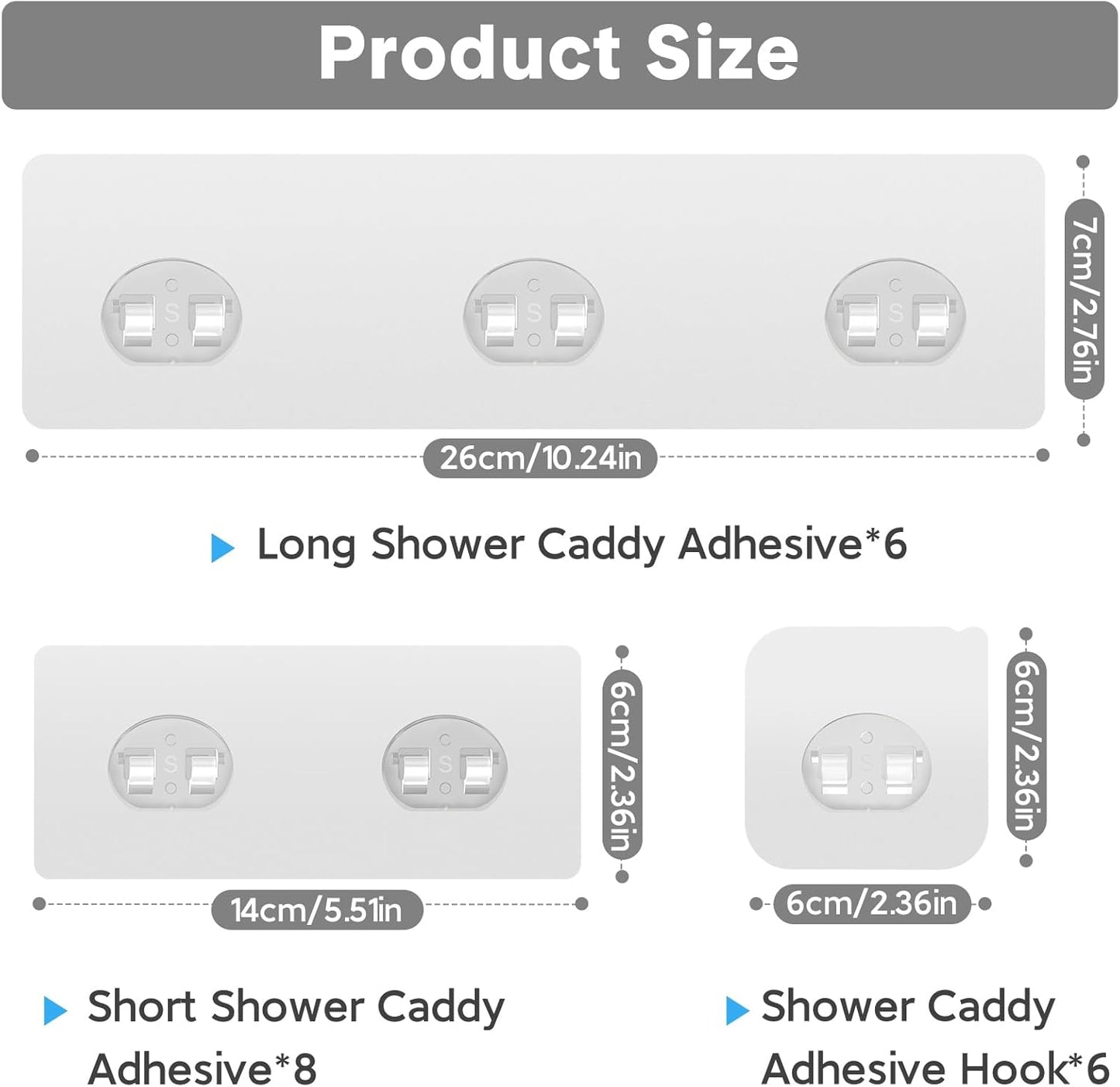 Lsnisni Shower Caddy Adhesive Hooks - 20 Pack Waterproof, Strong Adhesive, No Drilling | Ideal for Bathroom & Kitchen Storage