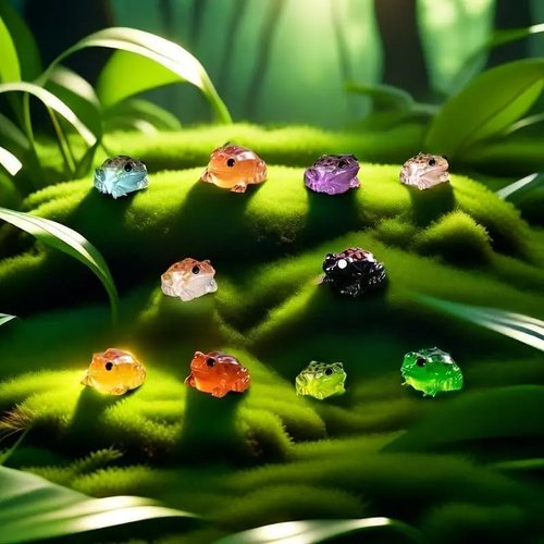 Exasinine 50Pcs Miniature Luminous Frog Figurines - 10 Color Options for Fairy Gardens & Aquariums