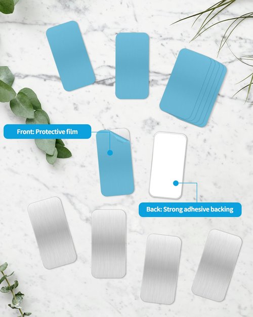 Aecsze 24 Pack Adhesive Metal Plates for Magnetic Mount, 2.3x1.1in Metal Strips for Magnets, Rectangular Steel Sheets for Non-Steel Vents (0.02 in)