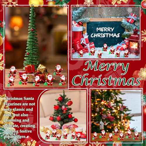 12 Pcs Mini Santa Christmas Figurines to Hide Tiny Santa Claus Rubber Miniature Figurines Ornaments Gifts for Christmas Home Table Decorations (White Skin)