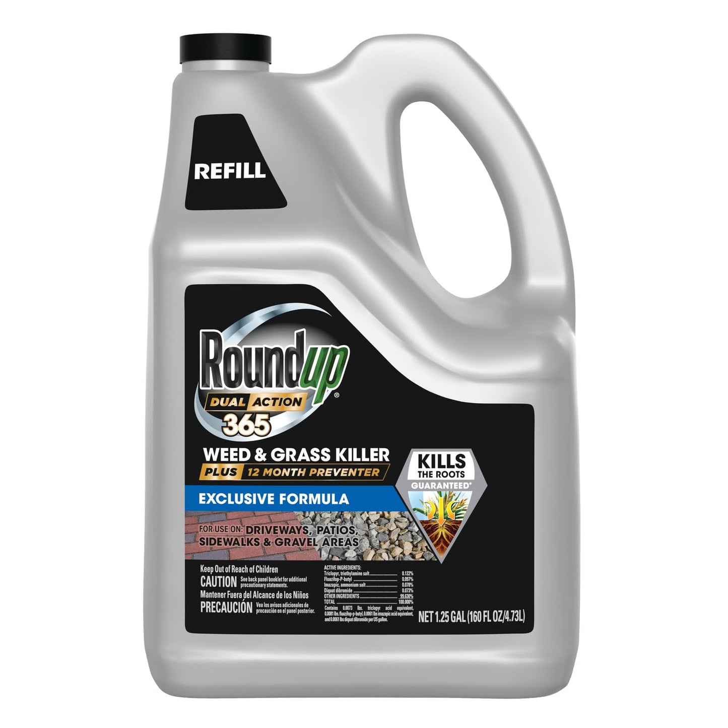 Roundup 365 Dual Action Weed & Grass Killer - Kills & Prevents for 1 Year | 1.25 Gallon Refill