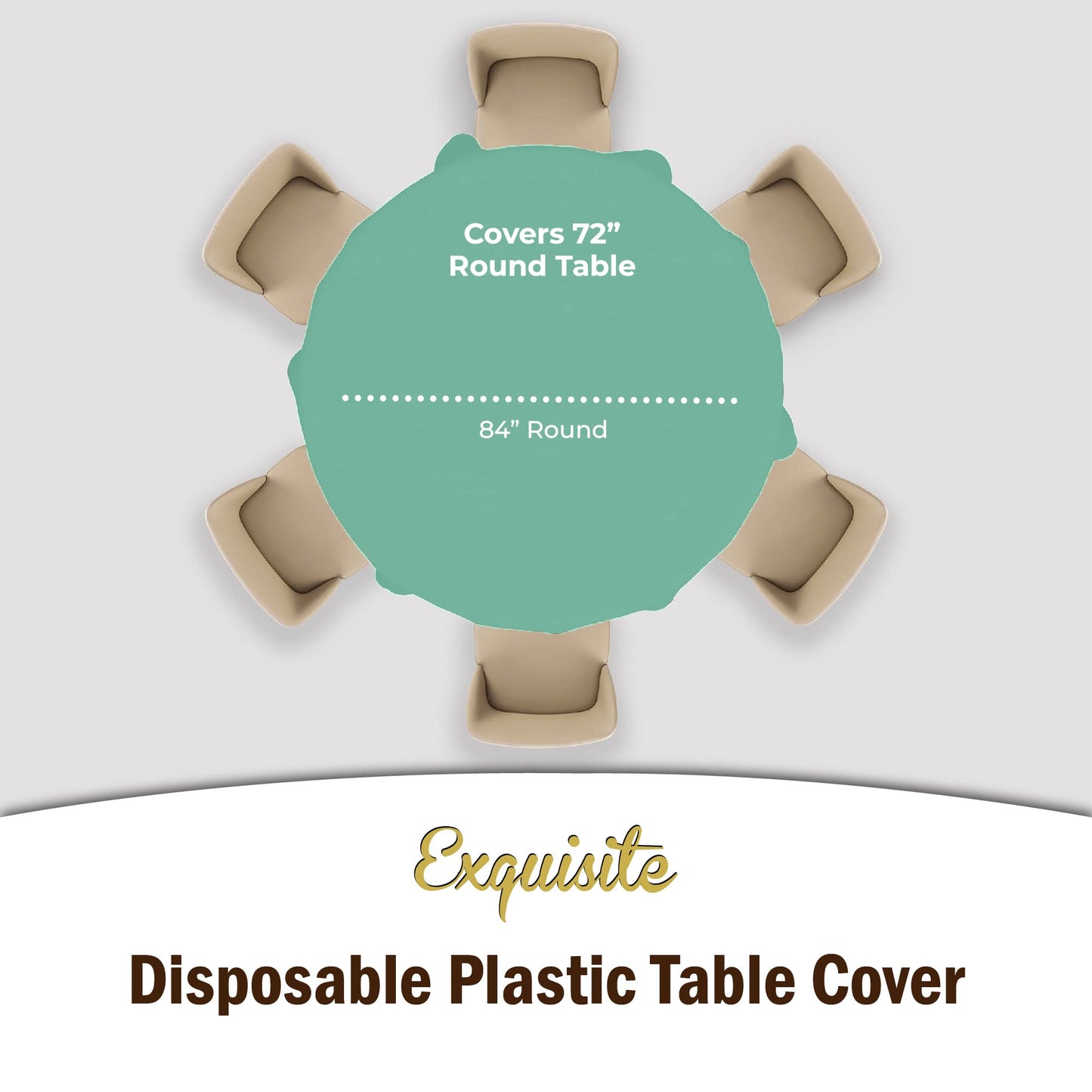 Exquisite Party Solids 6-Pack Premium Plastic Tablecloth 84in. Round Plastic Table Cover - Mint