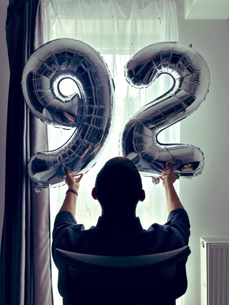 Silver Number 9 Balloon 40 Inch, 9th Birthday Party Decorations for Children, Giant 9 Foil Balloon for Party Supplies