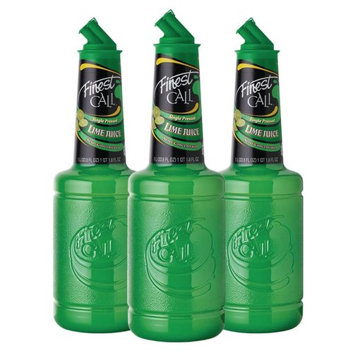 Finest Call Premium Single Pressed Lime Juice Drink Mix, 1 Liter Bottle (33.8 Fl Oz), Pack of 3