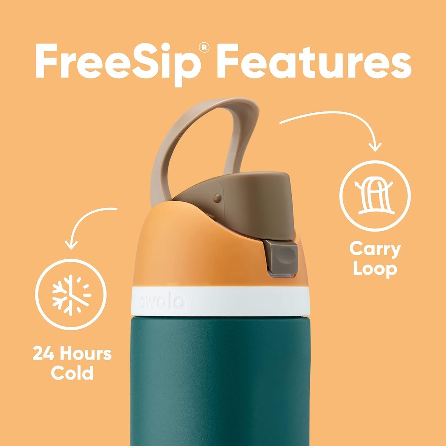 Owala FreeSip 40 oz Insulated Stainless Steel Water Bottle - BPA-Free, Perfect for Sports & Travel | Citrus Crush