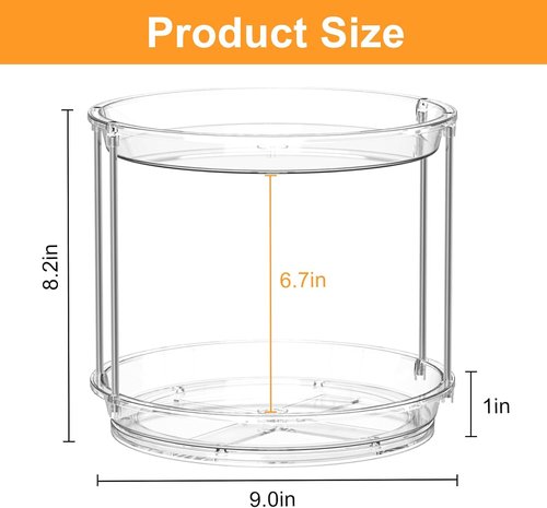 360 Rotating Makeup Organizer - 2-Tier Clear Lazy Susan Turntable for Vanity & Bathroom Storage
