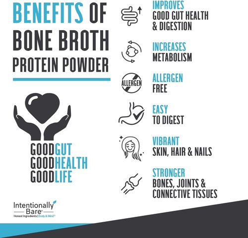 Intentionally Bare Bone Broth Protein Powder - Chocolate Flavor, Grass-Fed, Dairy-Free | 20 Servings with Multi Collagen Peptides