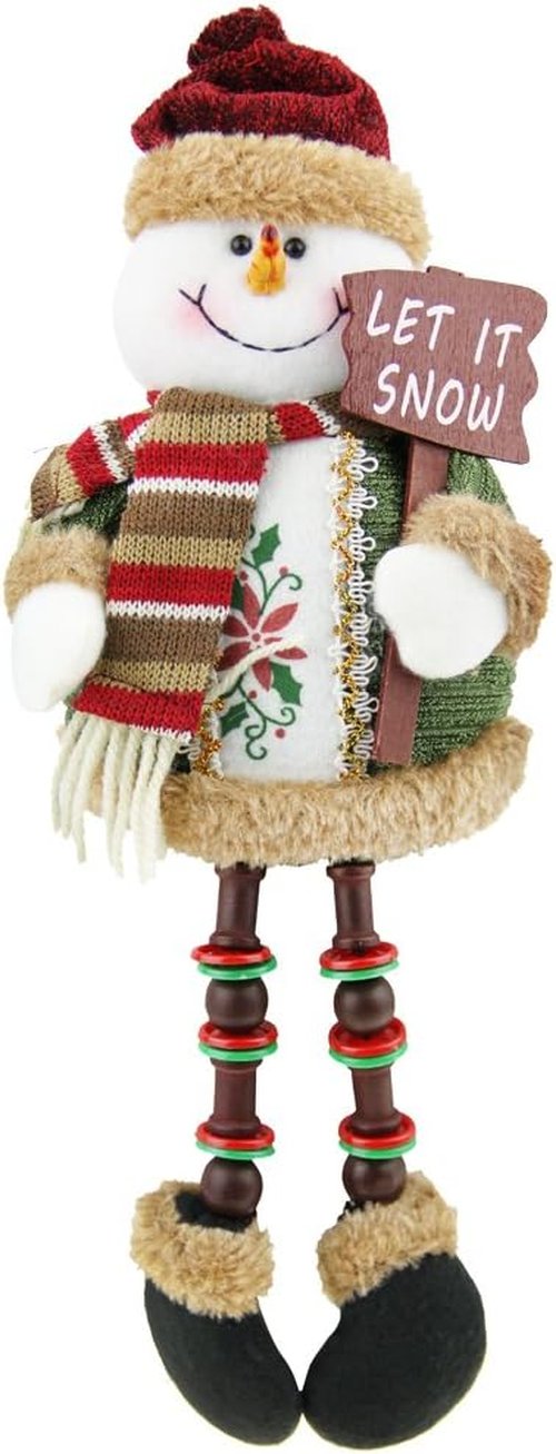 BXT Plush Shelf Sitter | Cute Christmas Snowman & Santa Claus Holiday Decor for Home