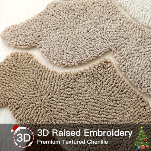 Artscope Beige Chenille Christmas Tree Pillow Covers Set of 2 20x20 Inches