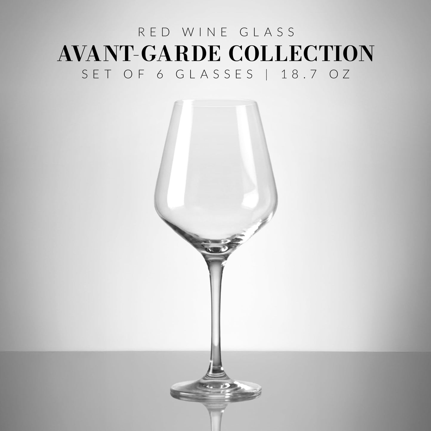 Krosno Classic Red Wine Glasses Set of 6 pieces, 16.6 oz, Avant-Garde Collection, Crystal Glass Thin Rim Long Stem Unique Elegant Premium, Dishwasher Safe, Made in Europe