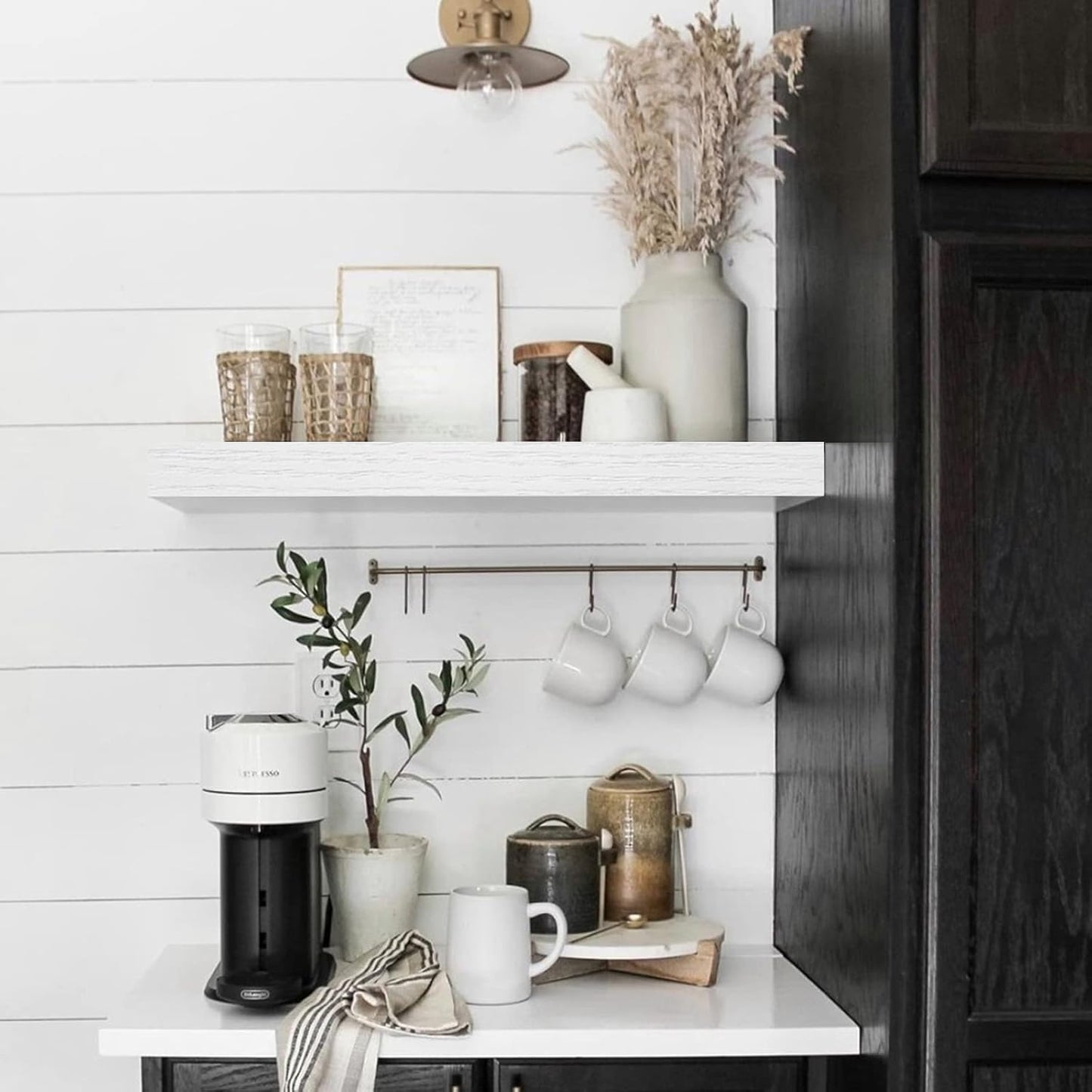 QEEIG Floating Wall Shelves - Stylish 16-Inch Bathroom, Bedroom & Kitchen Storage - Set of 4, White