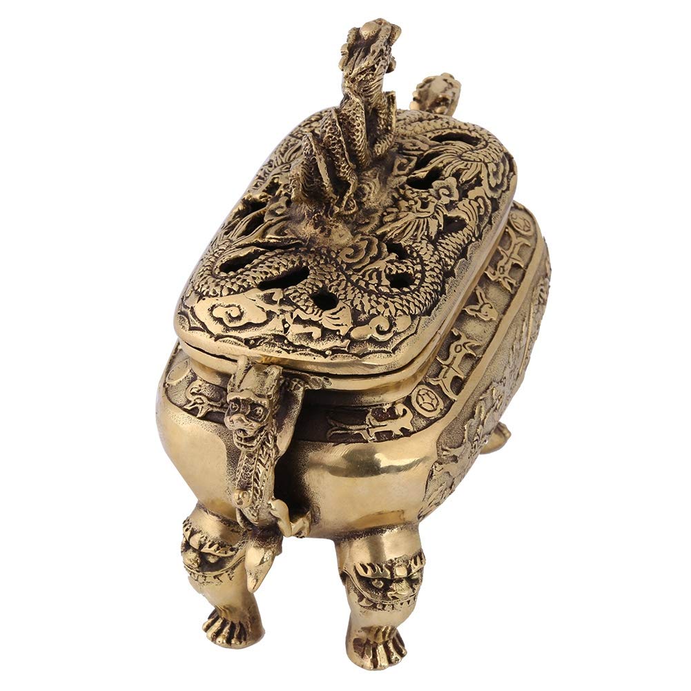 EMUKOEP 1PC Antique Bronze Copper Chinese Dragon Incense Burner Holder Home Decoration Incense Tower Burner