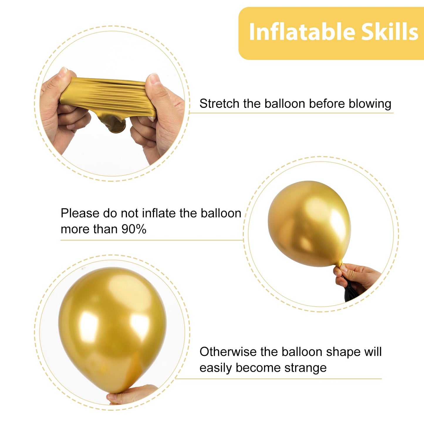 RUBFAC White and Gold Balloons 129pcs Different Sizes Pack of 18 12 10 5 Inch, Latex Balloon Garland Arch Kit for Birthday Party Wedding Holiday Baby Shower Decoration