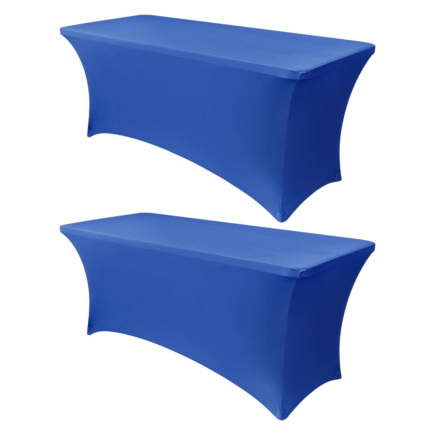 Obstal 8Ft Stretch Spandex Table Cover for Standard Folding Tables - 2 Pack Universal Rectangular Fitted Tablecloth for Party, Banquet, Events, Trade Show (Royal Blue, 96L x 30W x 30H Inches)