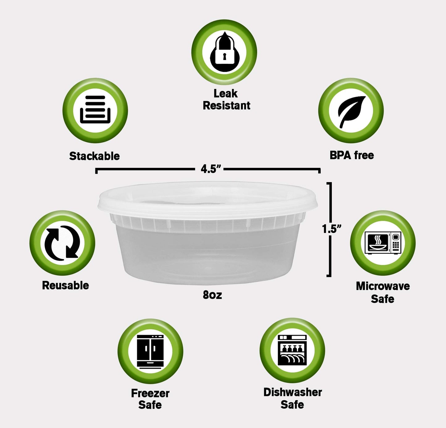 Deli Plastic Food Containers with Airtight Lids [50 Sets], Leakproof Slime Small Combo Pack [Reusable, Storage, Disposable, Meal Prep, Soup, Microwaveable & Freezer Safe] (16oz)