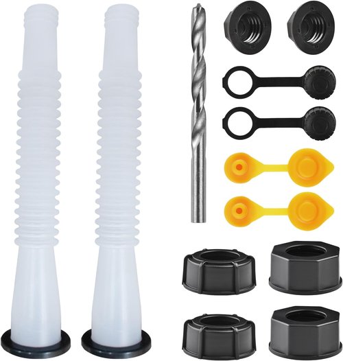 Gas Can Spout Replacement Kit - Ready-to-Use Nozzle for 1/2/5/10 Gallon Cans | 2 Kits in White