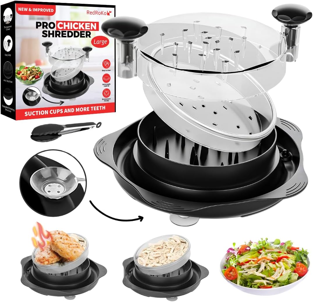 Skiennix Chicken Shredder Tool - Ergonomic Design with Suction Cups & Anti-Slip Handle | Ideal for Shredding Chicken, Pork & Beef