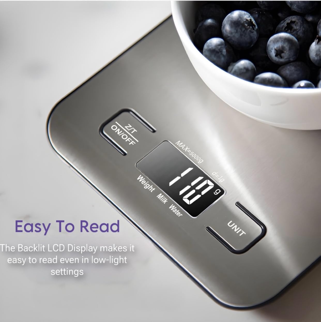 Skiennix Digital Kitchen Scale - Precision Food Scale in Grams & Ounces, Stainless Steel, Compact Design