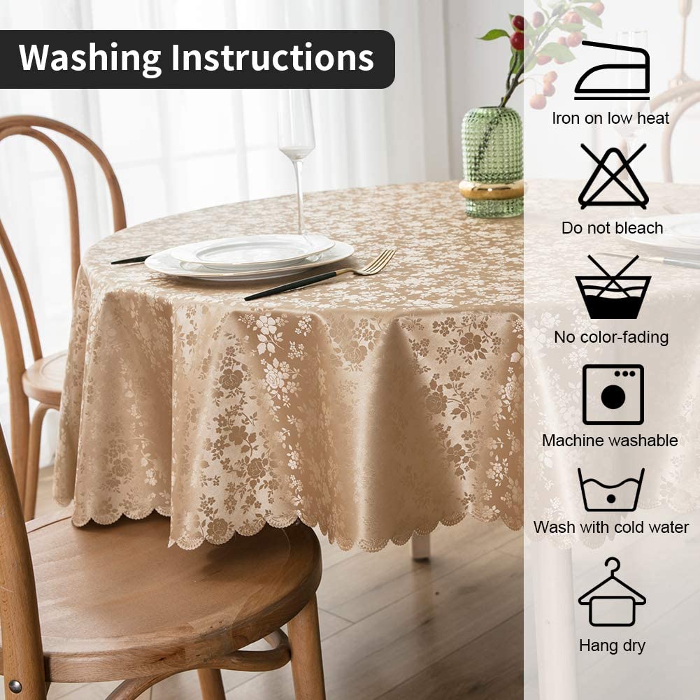 Smiry Round Table Cloth, Waterproof Heavy Duty Vinyl Tablecloths, Wipeable Washable Table Cover for Kitchen and Dining Room (Brown, 70" x 70")