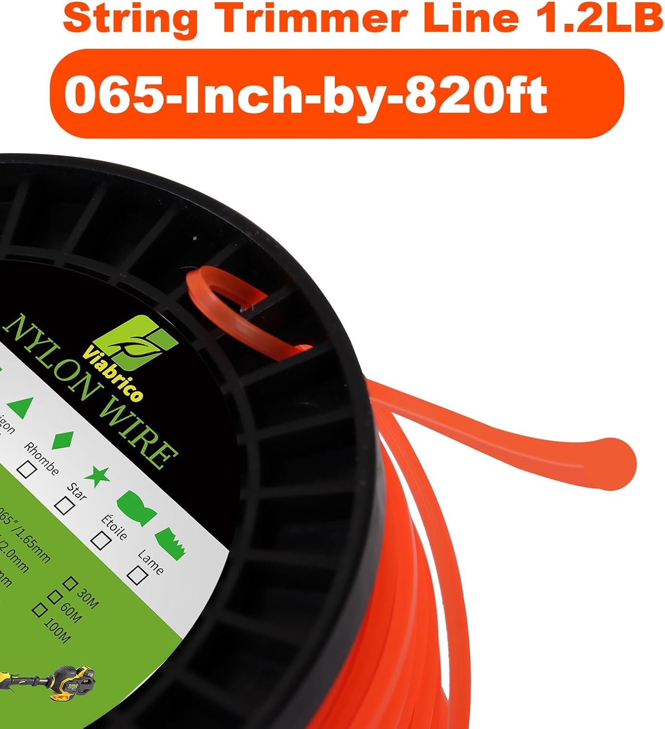 VIABRICO 0.065 Inch Trimmer Line - Commercial Grade Round Nylon String for Weed Wacker | 820ft Spool