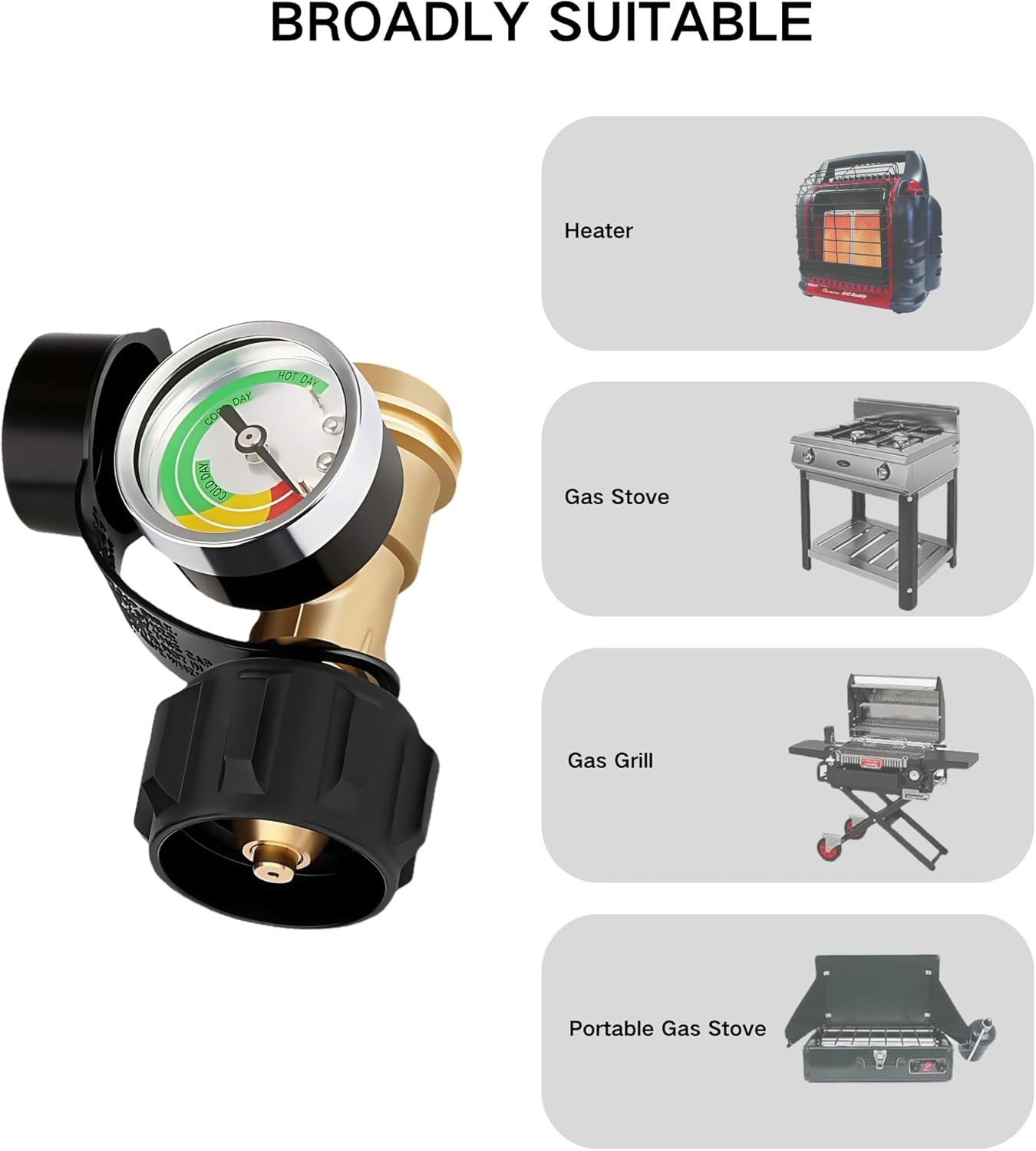 Propane Tank Level Indicator Gauge - Universal QCC 1/Type 1 Connection | Brass Construction for 5-40 lb Tanks