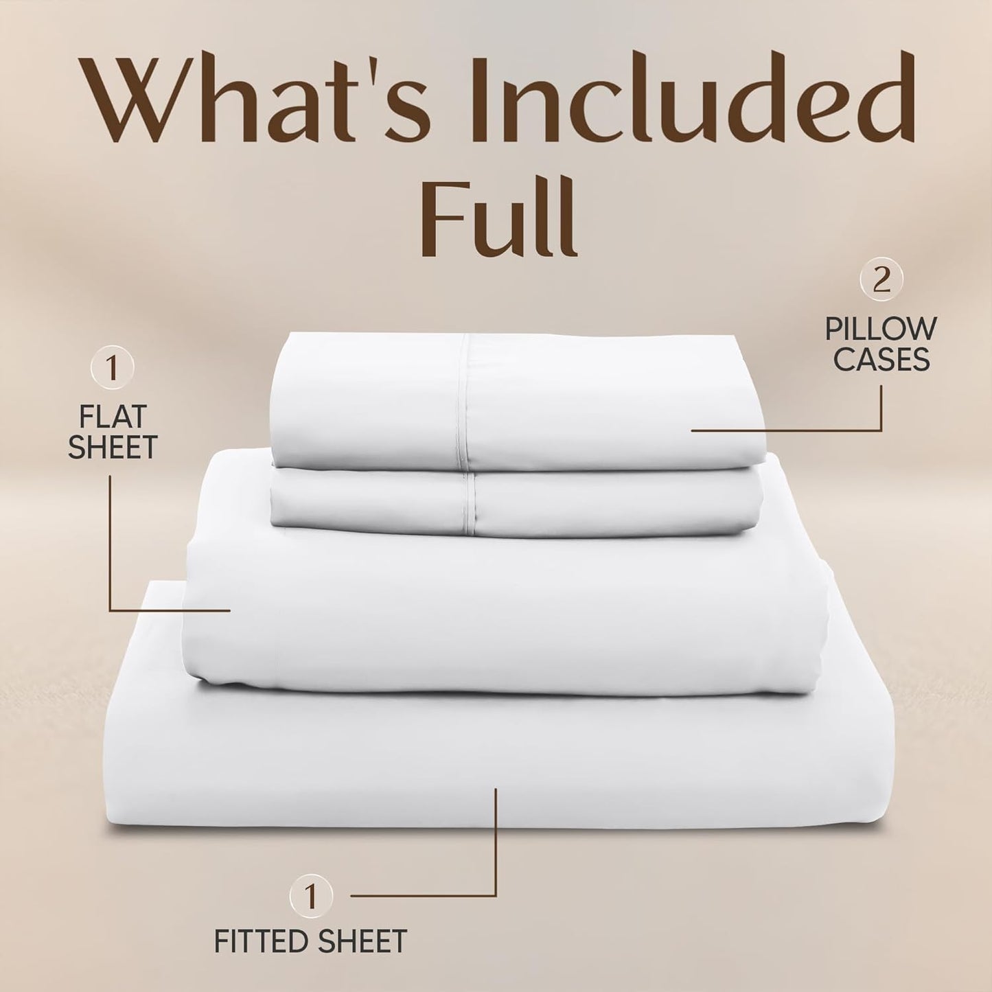 Utopia Bedding Full Size Sheet Set - Soft, Breathable Microfiber | 4-Piece in White, Oeko-Tex Certified
