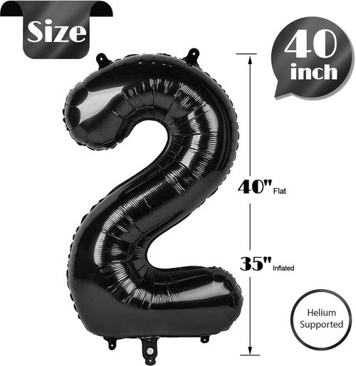 IWERP 40-Inch Black Balloon - Unisex Birthday Decoration | Reusable Self-Sealing Foil Mylar