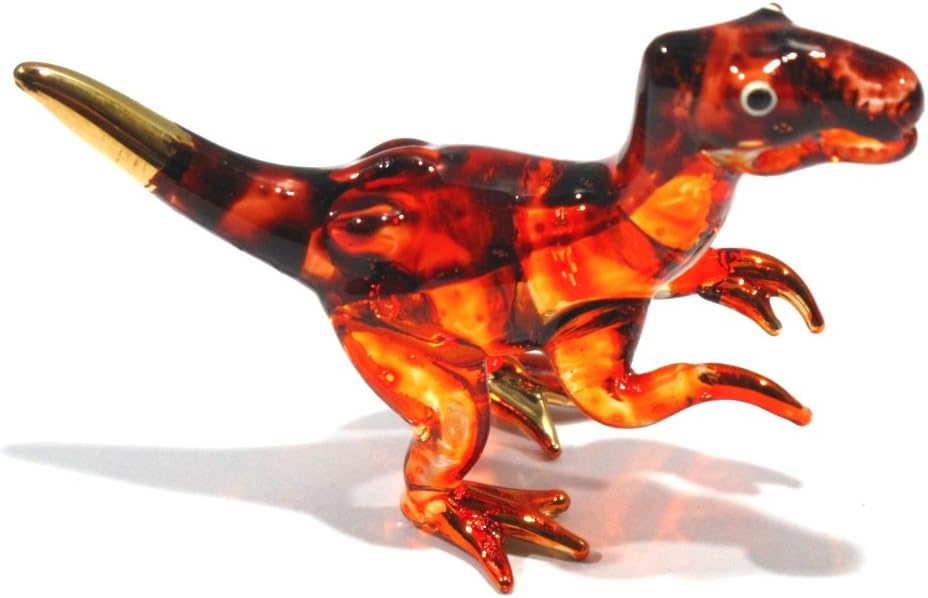 Handmade Mini T-Rex Blown Glass Art Figurine - Unique Jurassic Dinosaur Decor