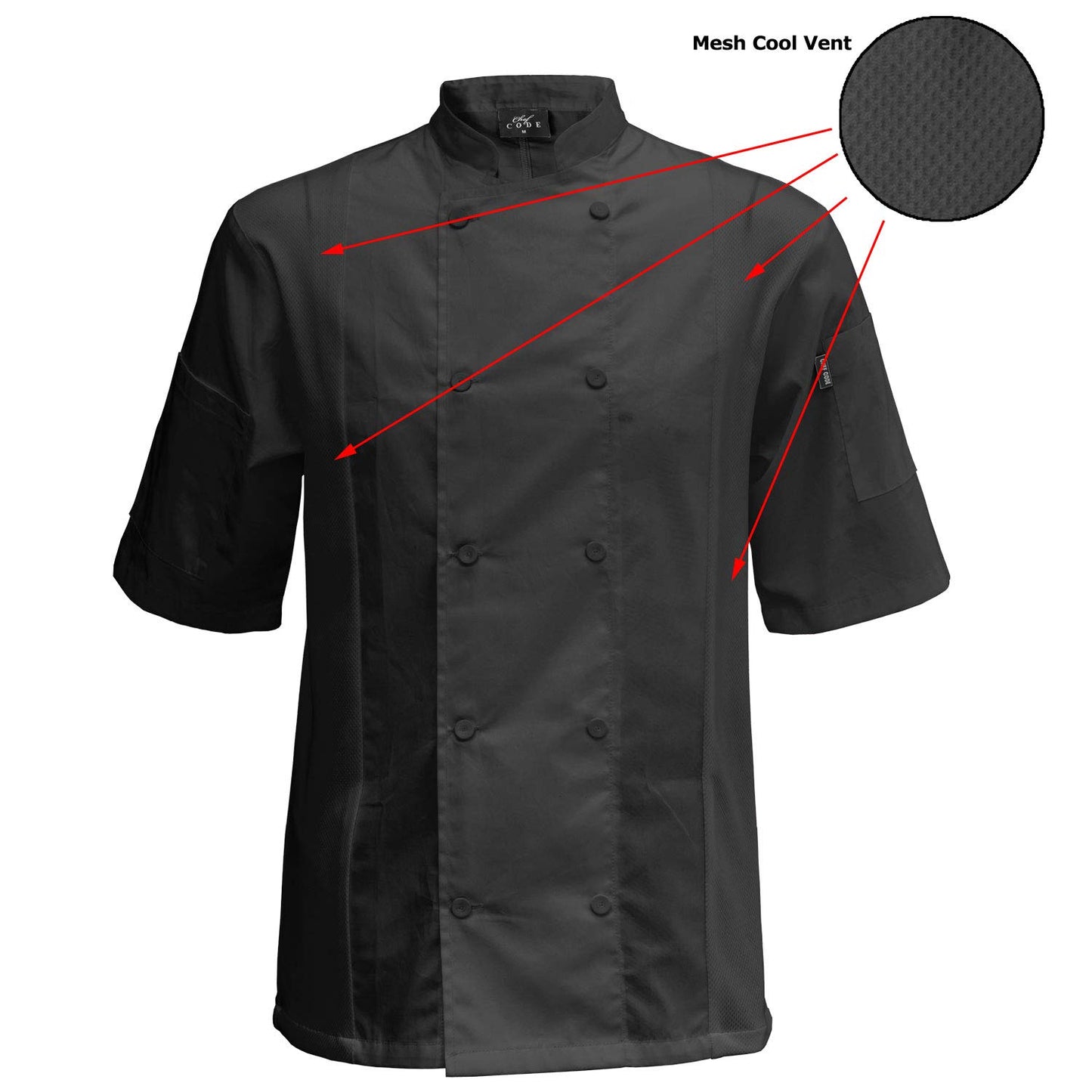Chef Code Cool Breeze Side Vent Chef Coat (Charcoal, M)