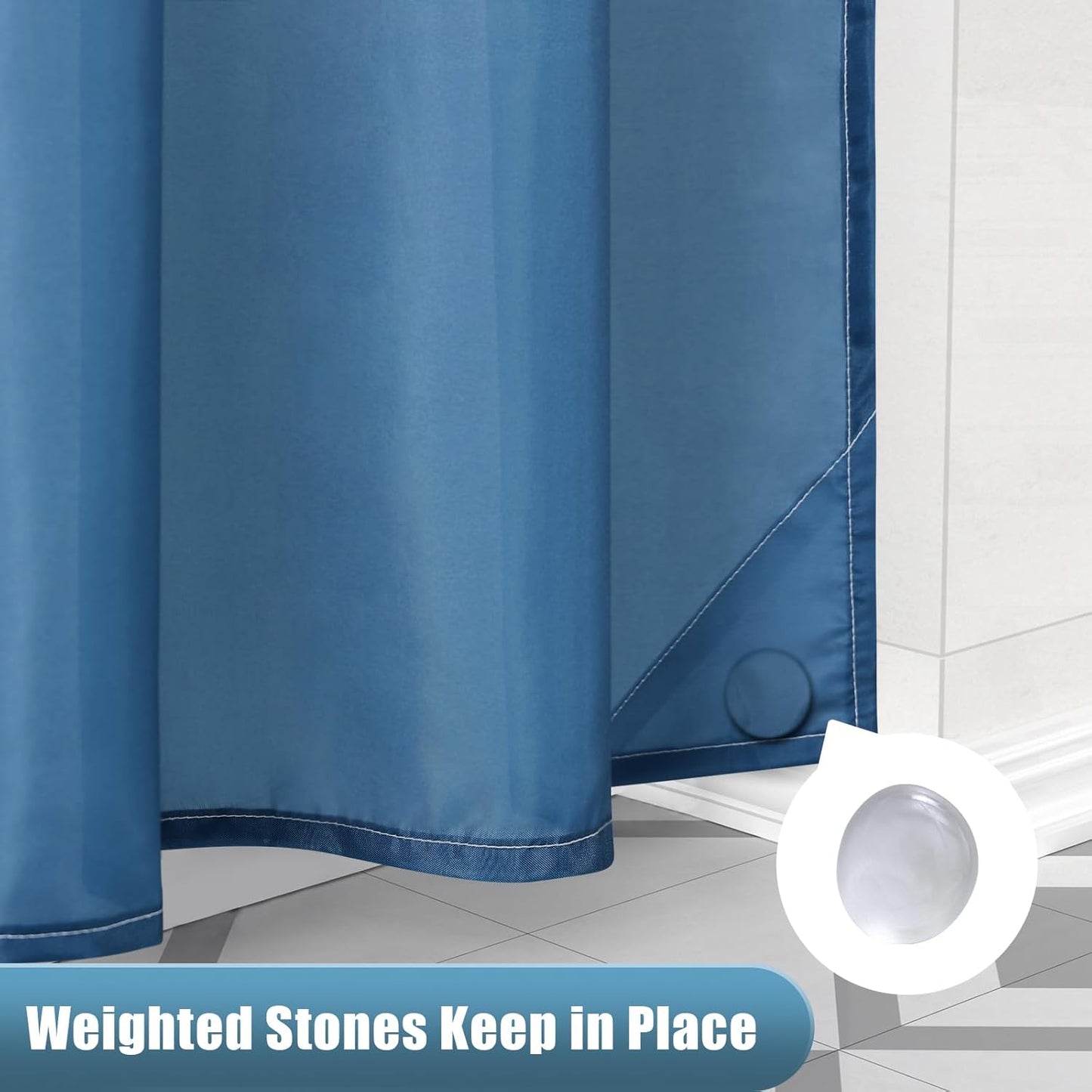 OLANLY Luxury Ombre Shower Curtain Set - Waterproof & Washable, Blue/White, 72x72 Inches