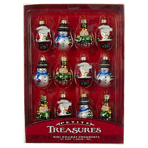 Kurt Adler 12 Piece Petite Glass Ornament Set - Christmas Tree Decorations